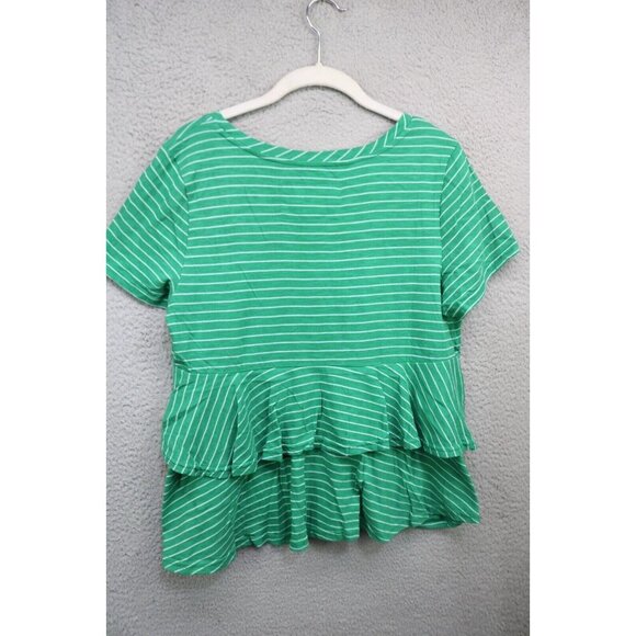Anthropologie Green Striped Top-Ruffle Back-Size Medium - Picture 8 of 10